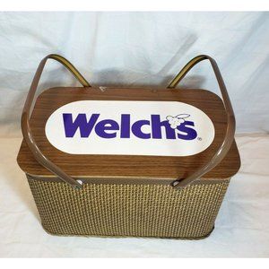 VTG 1970s WELCHS JELLY Promo Promotional Redmon Wicker Picnic Basket USA welches